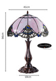 Large 16" Pink Rococo Style Leadlight Stained Glass Tiffany Table Lamp