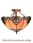 Large 16" Pink Rococo Style Tiffany  Uplighter Ceiling Light *Perfect for low ceilings