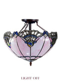 Large 16" Pink Rococo Style Tiffany  Uplighter Ceiling Light *Perfect for low ceilings