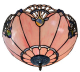 Large 16" Pink Rococo Style Tiffany  Uplighter Ceiling Light *Perfect for low ceilings