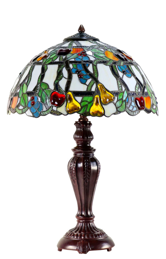 Stunning High Quality 16" Vibrant Fruits Apples Pears Tiffany Table Lamp