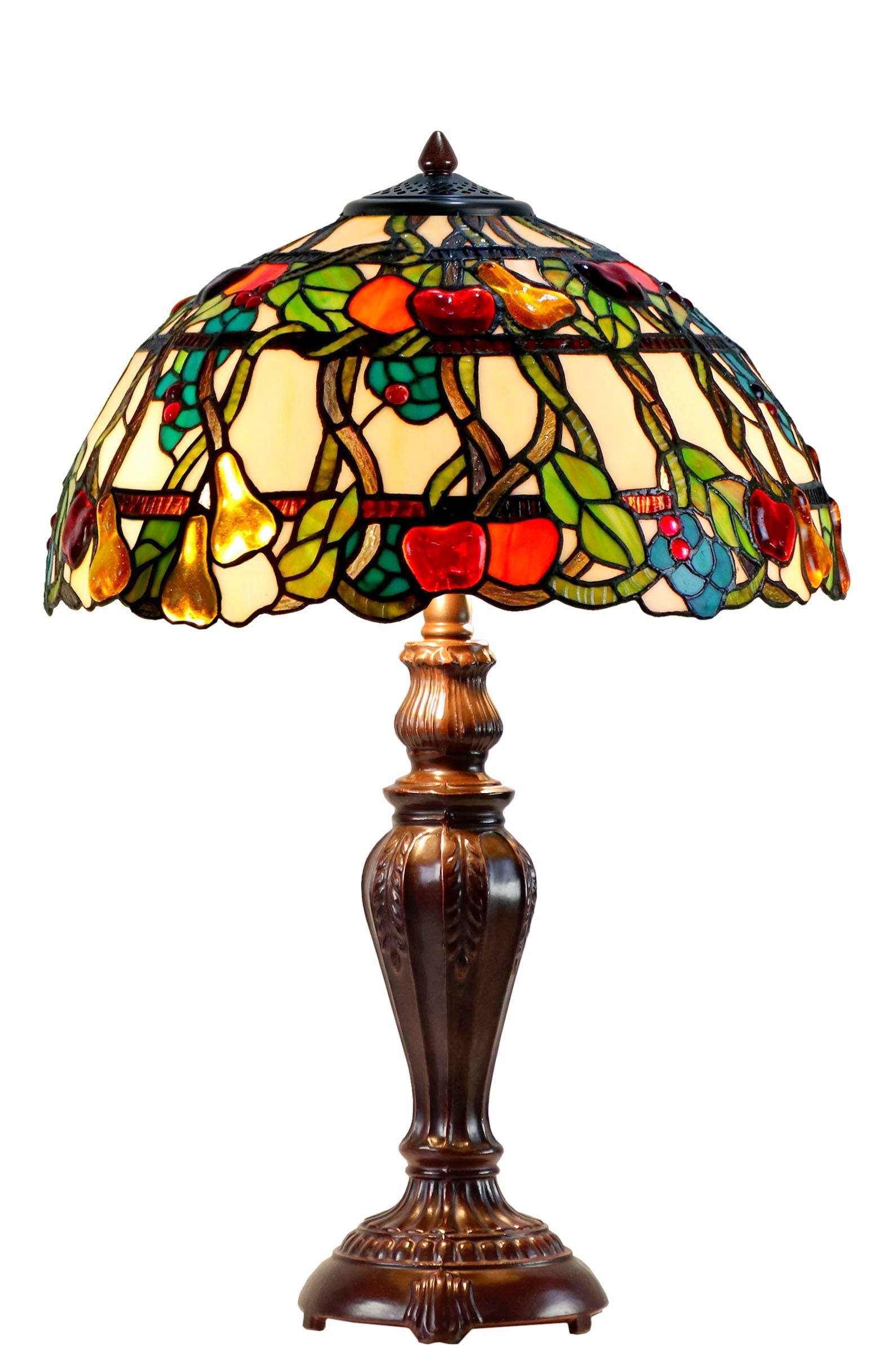 Stunning High Quality 16" Vibrant Fruits Apples Pears Tiffany Table Lamp