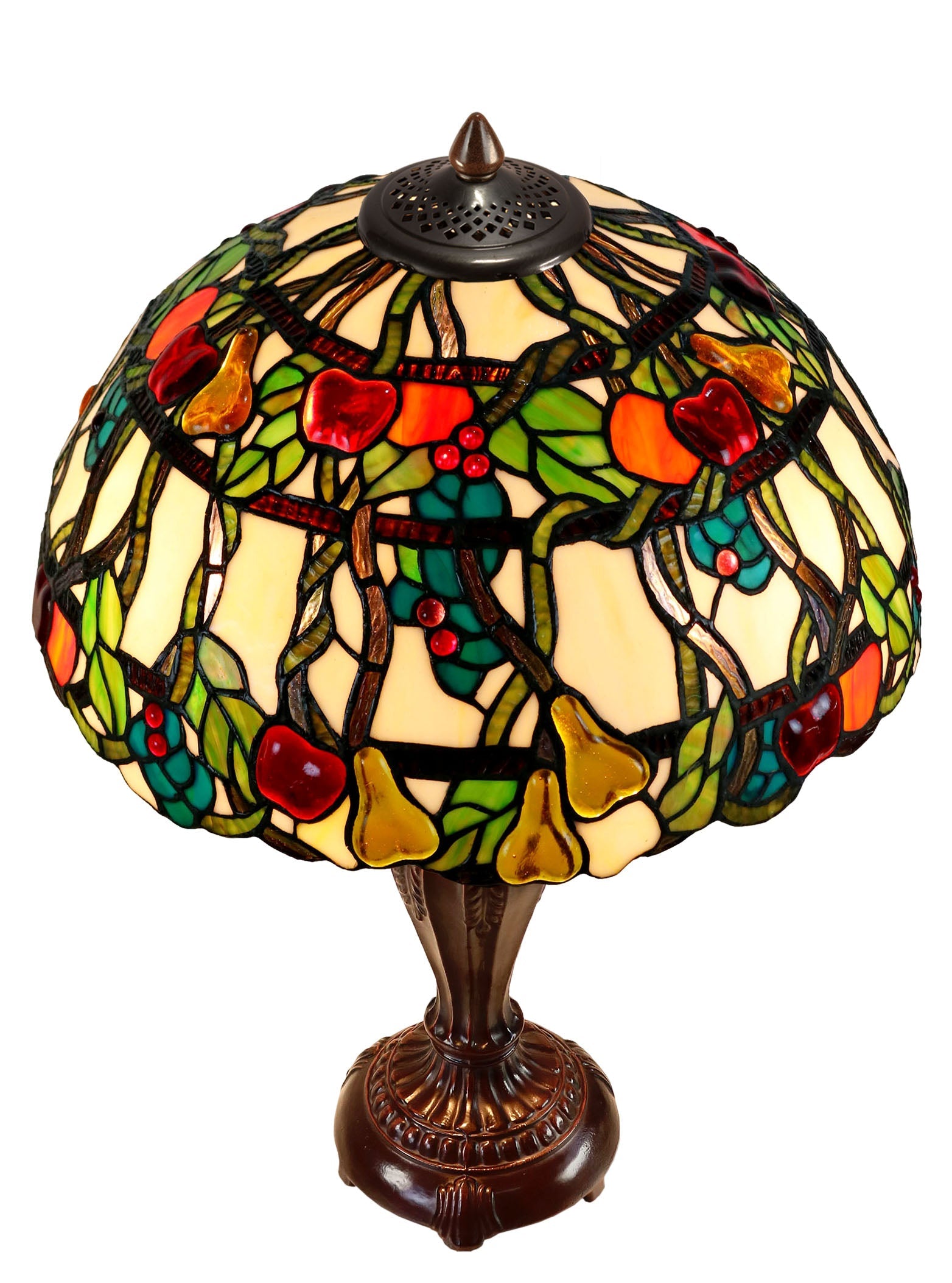 Stunning High Quality 16" Vibrant Fruits Apples Pears Tiffany Table Lamp