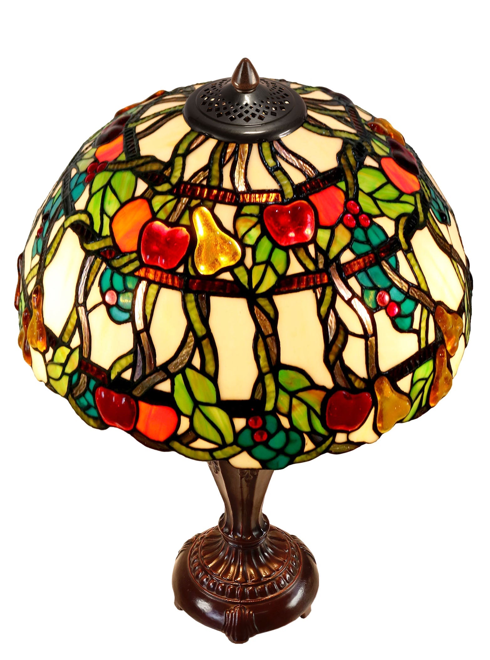 Stunning High Quality 16" Vibrant Fruits Apples Pears Tiffany Table Lamp