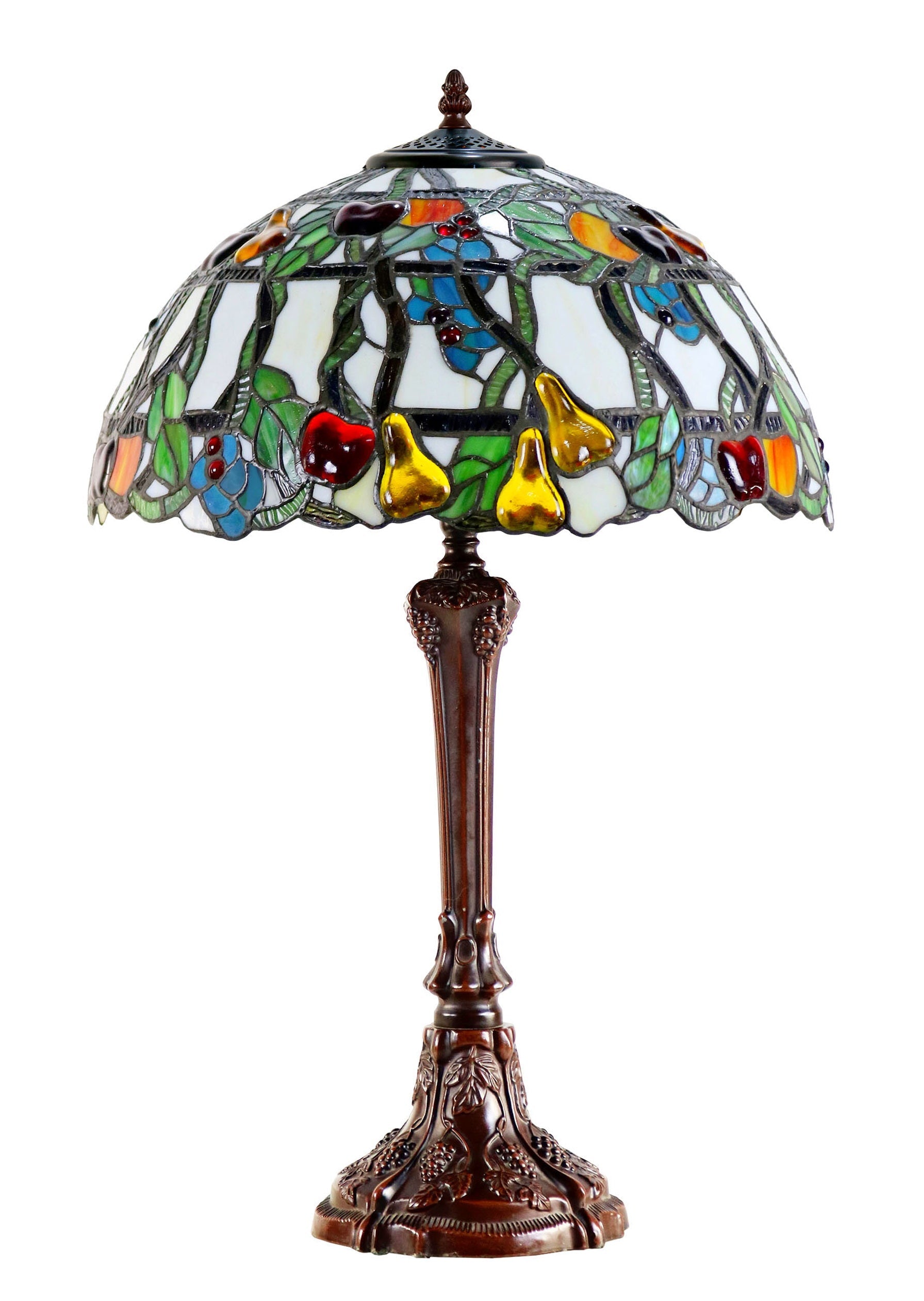 Timeless Collection@16" Fruit Grape Vine Harvest Tiffany Table Lamp with Decor base