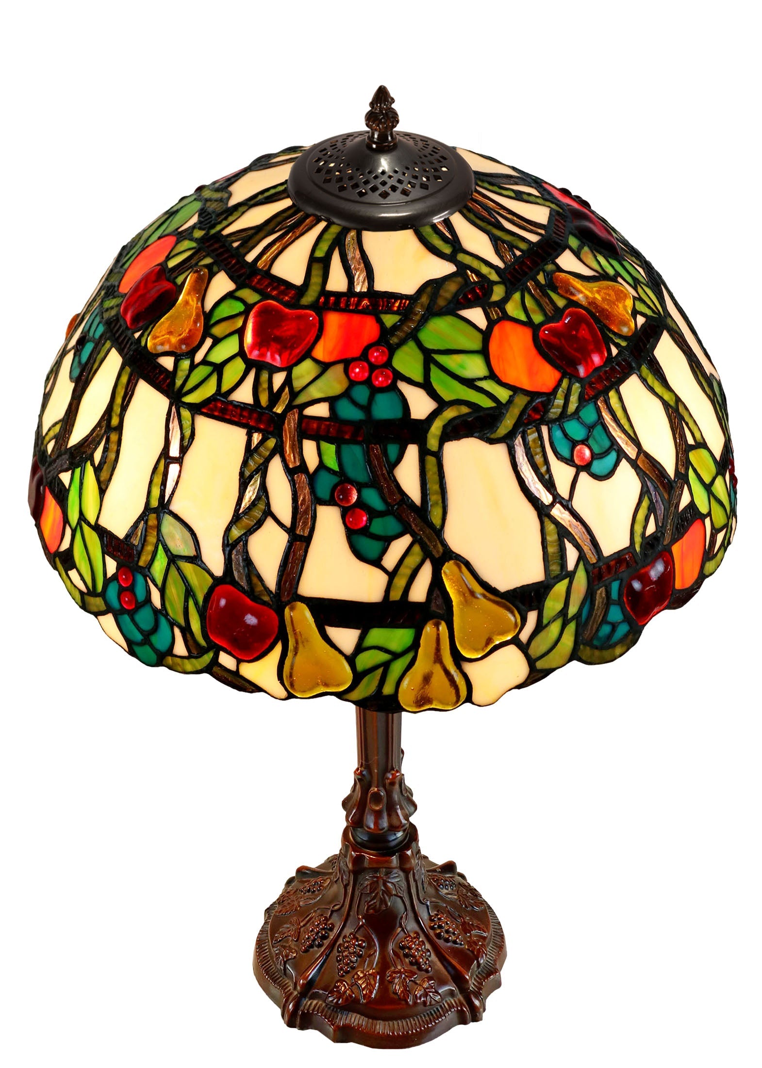 Timeless Collection@16" Fruit Grape Vine Harvest Tiffany Table Lamp with Decor base