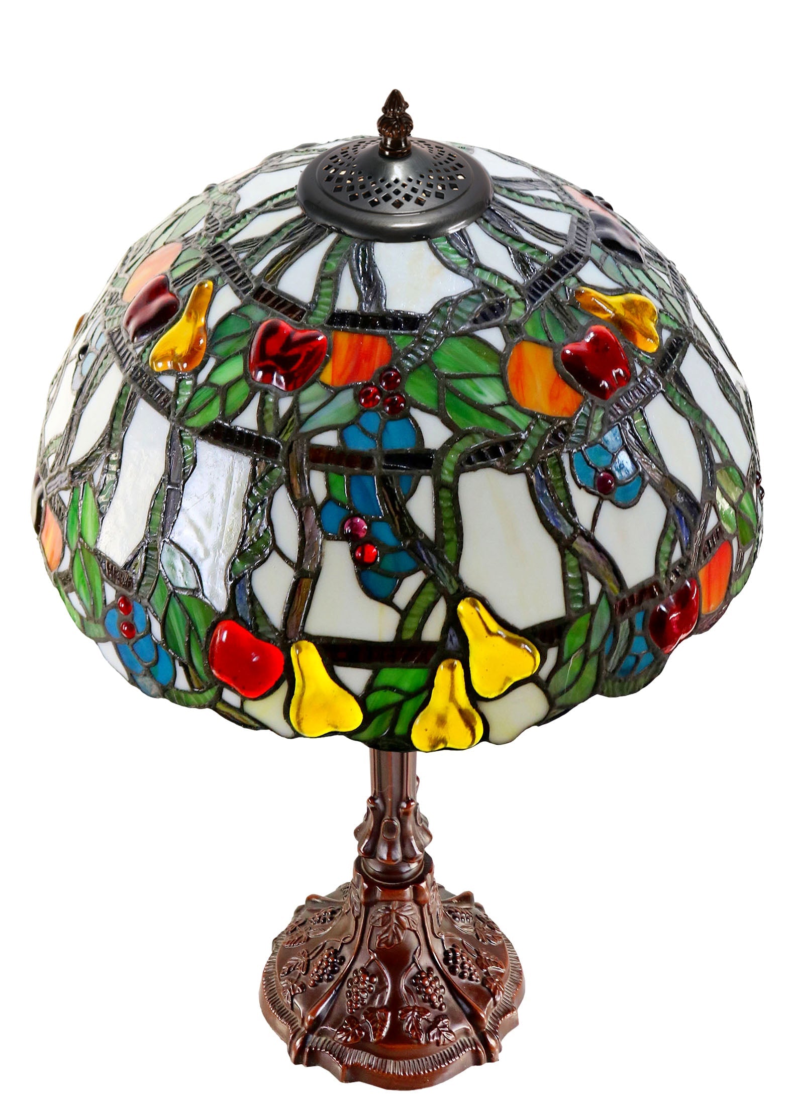 Timeless Collection@16" Fruit Grape Vine Harvest Tiffany Table Lamp with Decor base