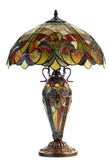 Limited Edition 16" Large Amor Red Victorian-Style Double-Light Tiffany Table Lamp.