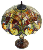 Limited Edition 16" Large Amor Red Victorian-Style Double-Light Tiffany Table Lamp.