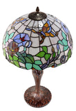 Large 16" Traditional Butterfly Floral Moring Glory Tiffany Table Lamp