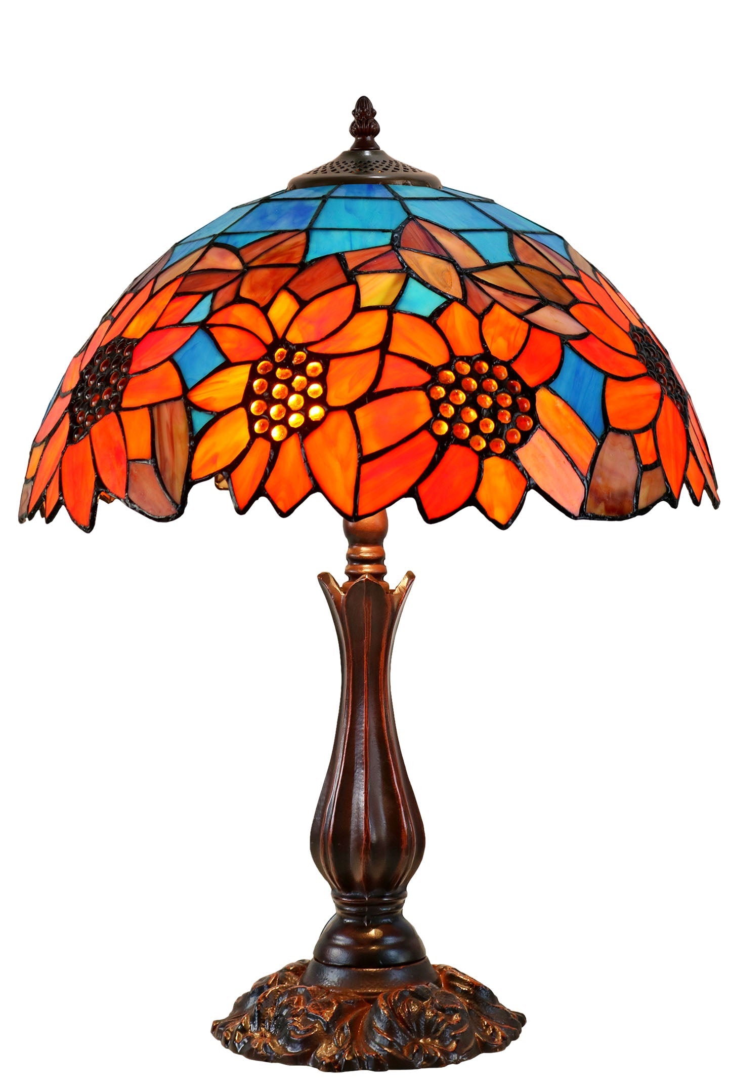 16" Large Sunflower Under the Blue sky Tiffany Table Lamp