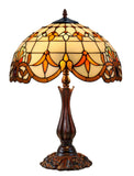 16" Large Beige Baroque Style Tiffany Table Lamp