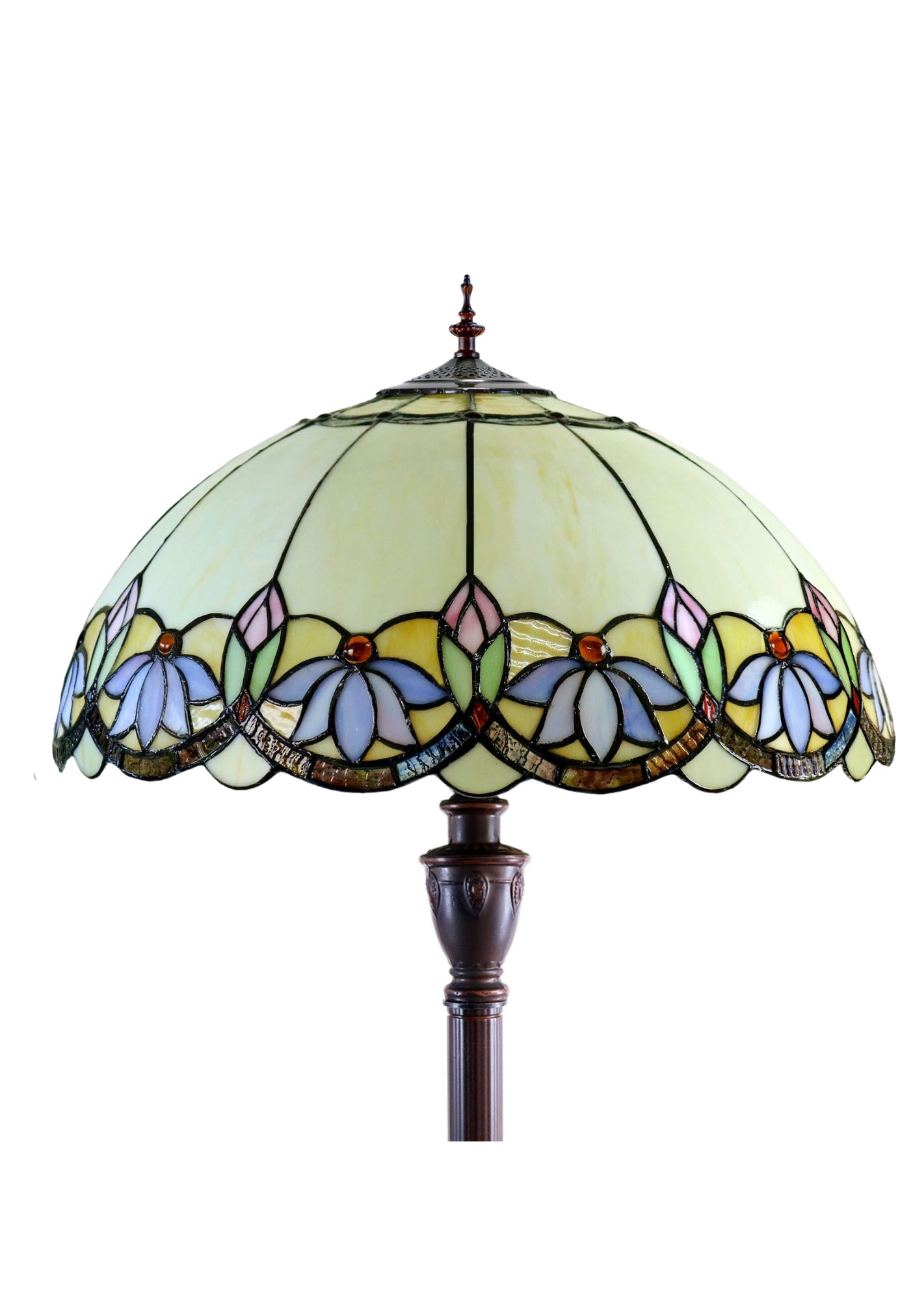 Large 20" Blue Daisy Floral Tiffany Floor Lamp