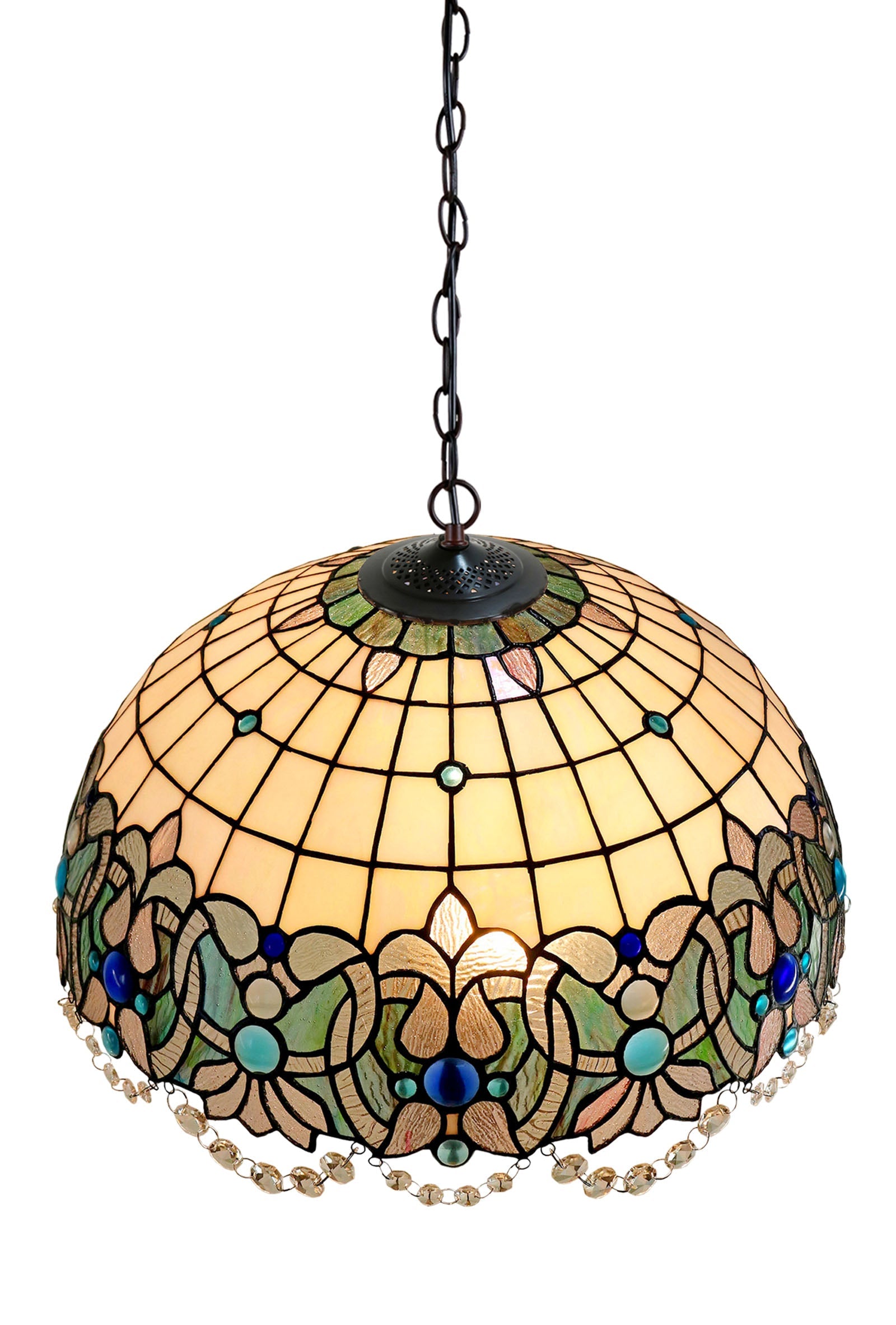 Large 20" Ocean Blue Jewels Leadlight Tiffany Pendant Light Down light