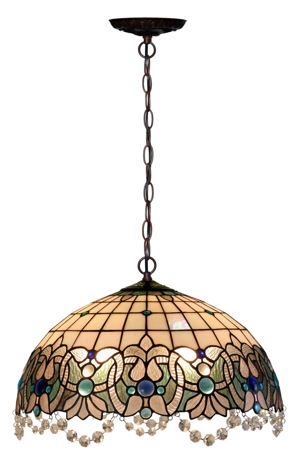 Huge 20" Ocean Blue Art Nouveau Leadlight Tiffany  Pendant Light