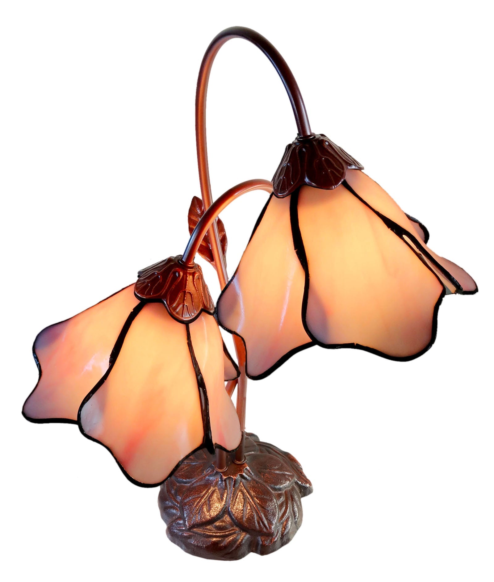Double Lamp shade Flower Pink Water Lily Style Tiffany Table Lamp