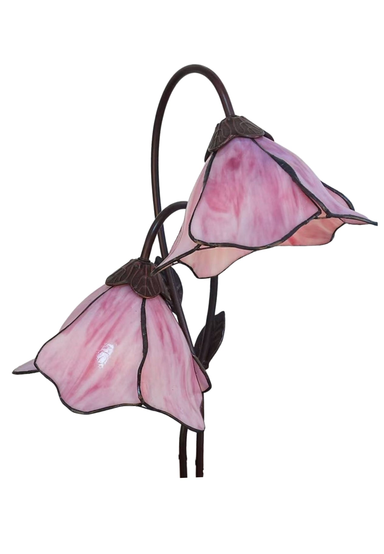 Double Lamp shade Flower Pink Water Lily Style Tiffany Table Lamp