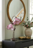 Double Lamp shade Flower Pink Water Lily Style Tiffany Table Lamp