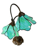 Double Lamp shade Flower  Water Lily Style Tiffany Table Lamp*Green&Aqua Blue