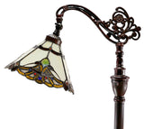 Beige Jewel Carousel Style Leadlight Stained Glass Bridge Arm Tiffany  Floor Lamp