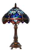 10"  Traditional Blue Dragonfly Style Tiffany Bedside Lamp