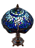 10"  Traditional Blue Dragonfly Style Tiffany Bedside Lamp