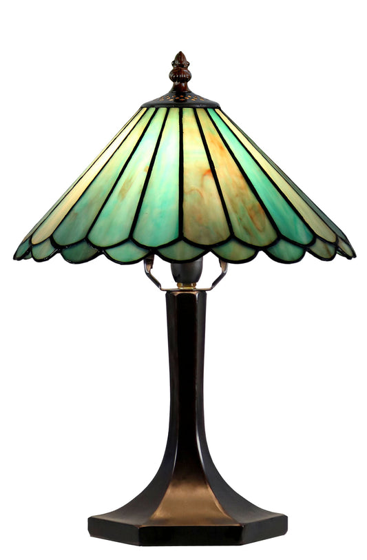 11"  Geometric Tiffany Style Stained Glass Table Lamp*Sky Blue