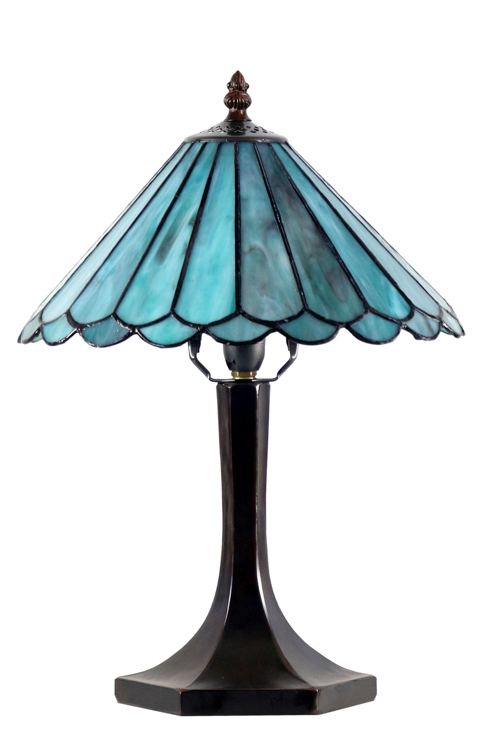 11"  Geometric Tiffany Style Stained Glass Table Lamp*Sky Blue