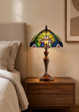 Flowing Color Collection@12" Amor Blue Tiffany Bedside Lamp