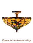 14" Dragonfly Flower style Tiffany  Uplighter Ceiling Light * designed for low ceilings