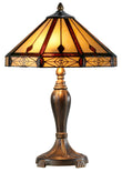 Classic 14" Vintage Style Tiffany Table Lamp with with geometric and artistic patterns