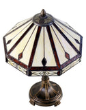 Classic 14" Vintage Style Tiffany Table Lamp with with geometric and artistic patterns