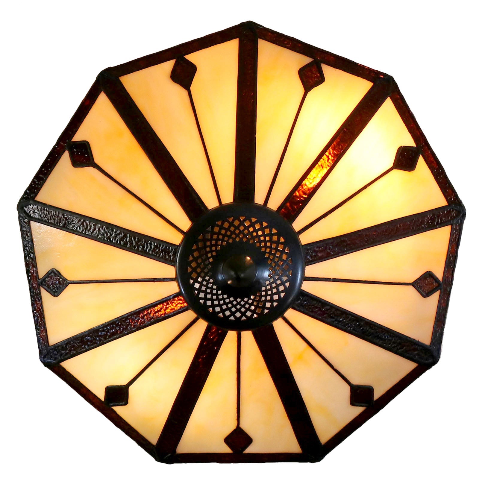 Classic 14" Vintage Style Tiffany Table Lamp with with geometric and artistic patterns