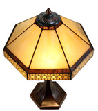 Elegant 14"  Tiffany Table Lamp Stained glass shade with geometric patterns