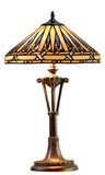 Modern Geometric Tiffany Table Lamp – White and light blue Stained Glass