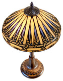Modern Geometric Tiffany Table Lamp – White and light blue Stained Glass