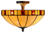 14" Vintage Garnet Glow Tiffany Flush Mount – Perfect for Low Ceilings