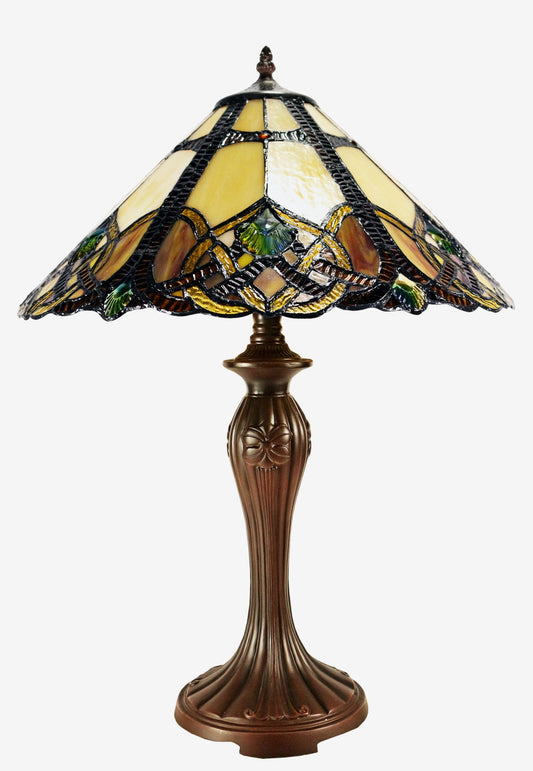 Large 16" Tiffany-style Tuscany Sunset Stained Glass 23-inches High Table Lamp