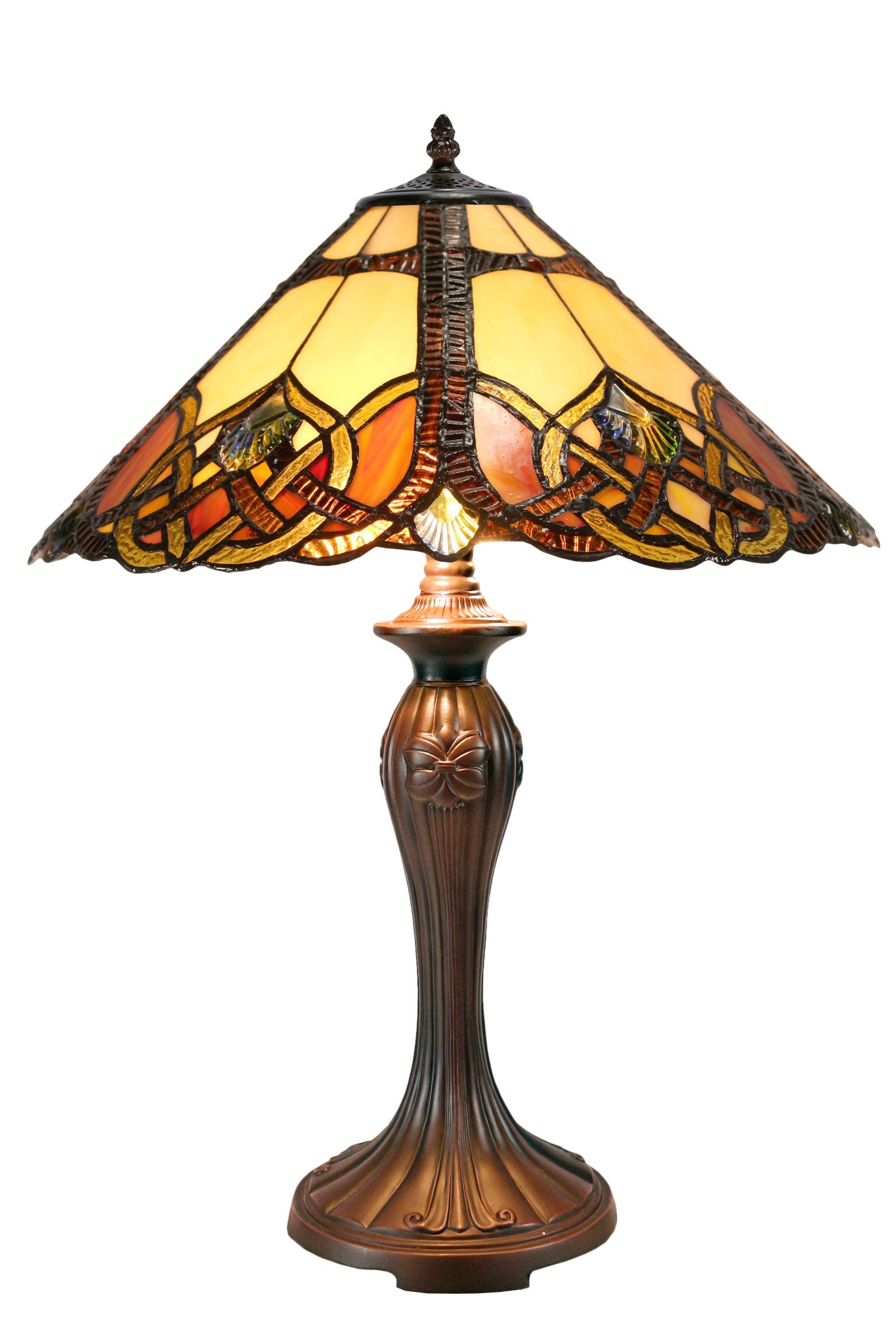 Large 16" Tiffany-style Tuscany Sunset Stained Glass 23-inches High Table Lamp