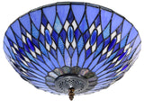 Large 16 inches Blue Tiffany Geometric Semi Flush Mount Ceiling Lights