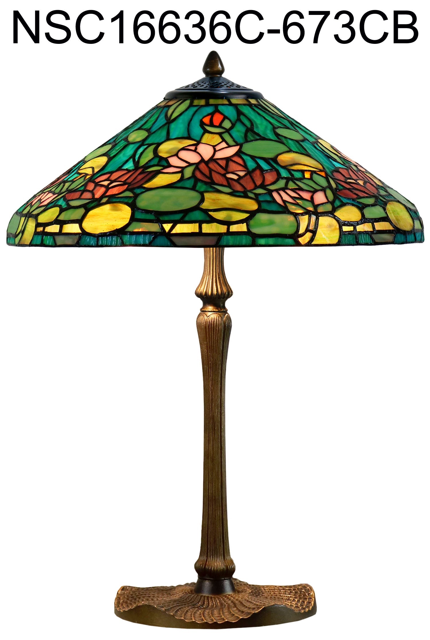 Legend Collection@ Large 16" Pond Lily Stained Glass Tiffany Table Lamp