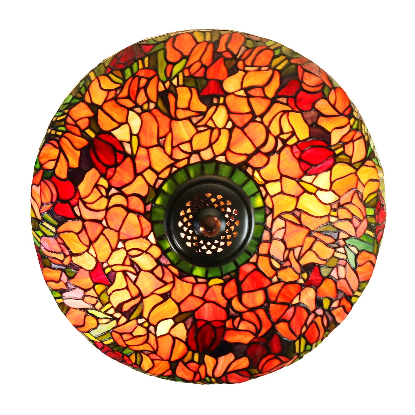 Limited Edition@18" Tiffany Red Tulip Stained Glass Table Lamp