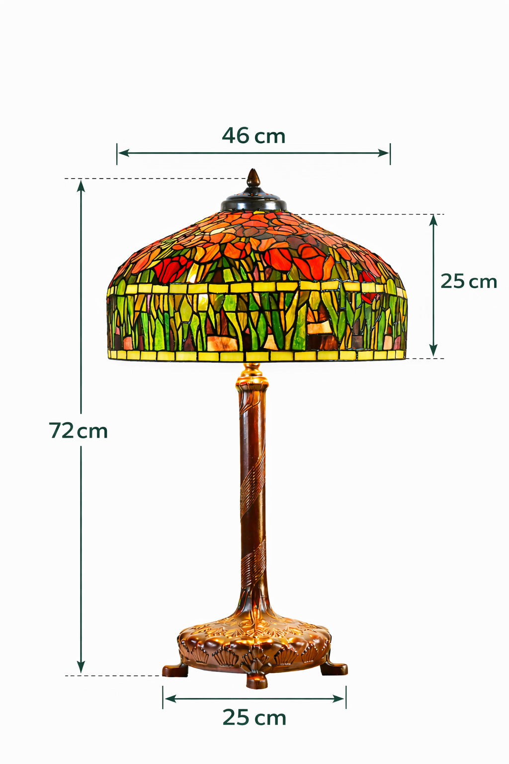 Limited Edition@18" Tiffany Red Tulip Stained Glass Table Lamp