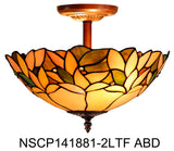 14" Dome style Leaf Tiffany  Uplighter Pendant Light