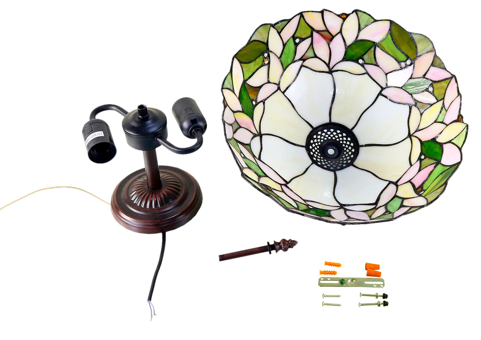 14" Dome style Leaf Tiffany  Uplighter Pendant Light