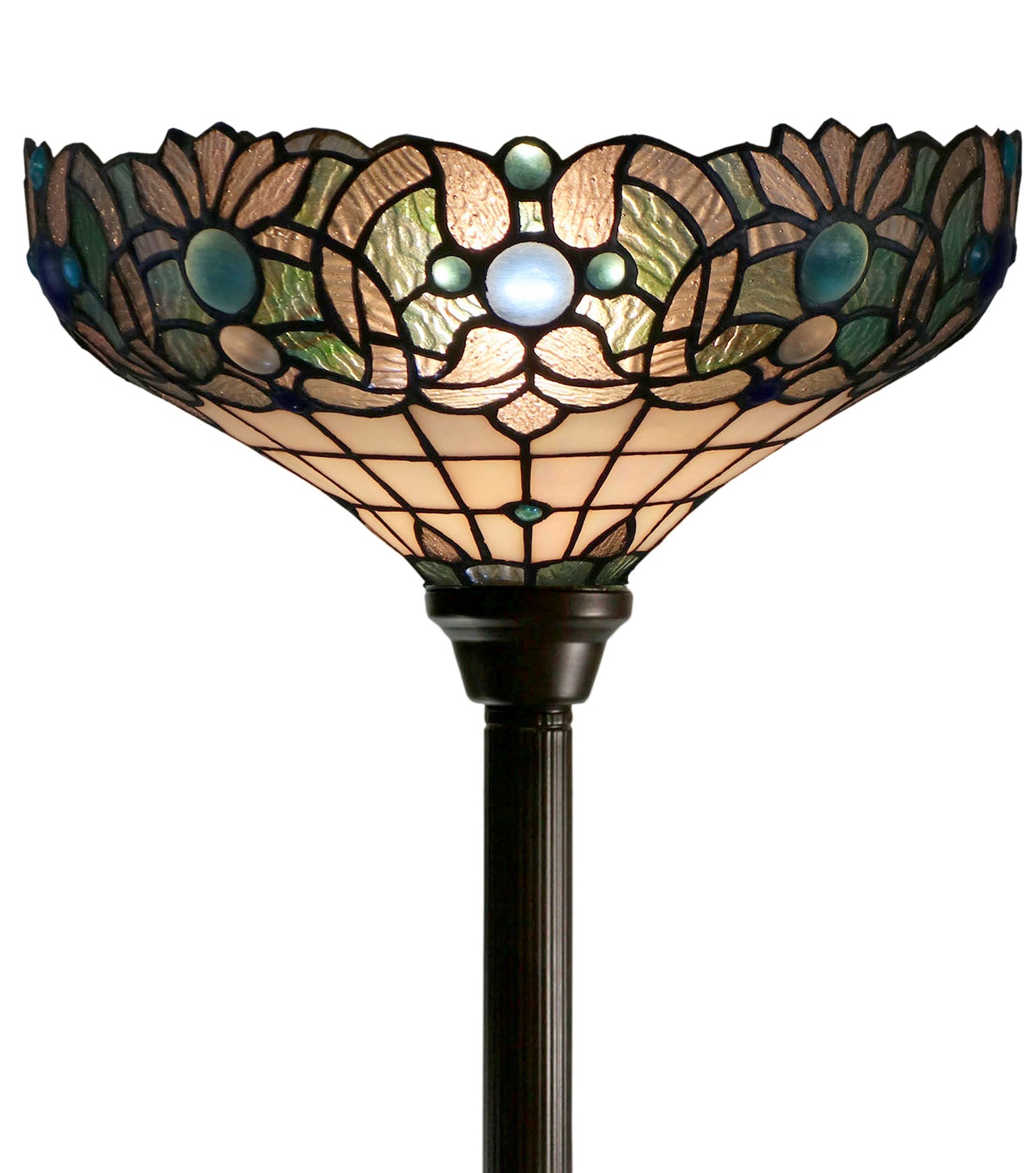 14"  Ocean Blue Tiffany Floor Torchiere Lamp