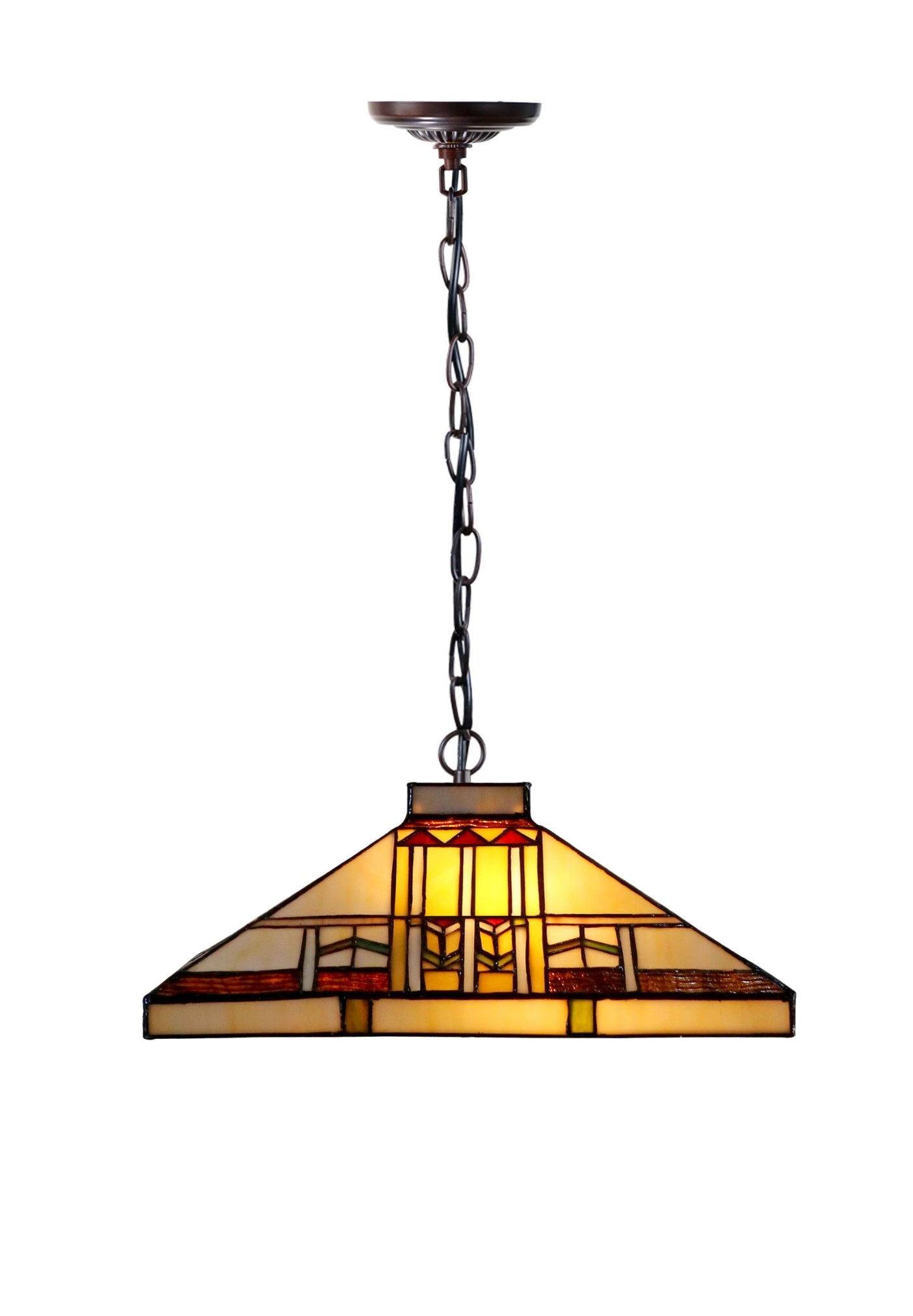 14" Mission Tiffany Style Pendant Light