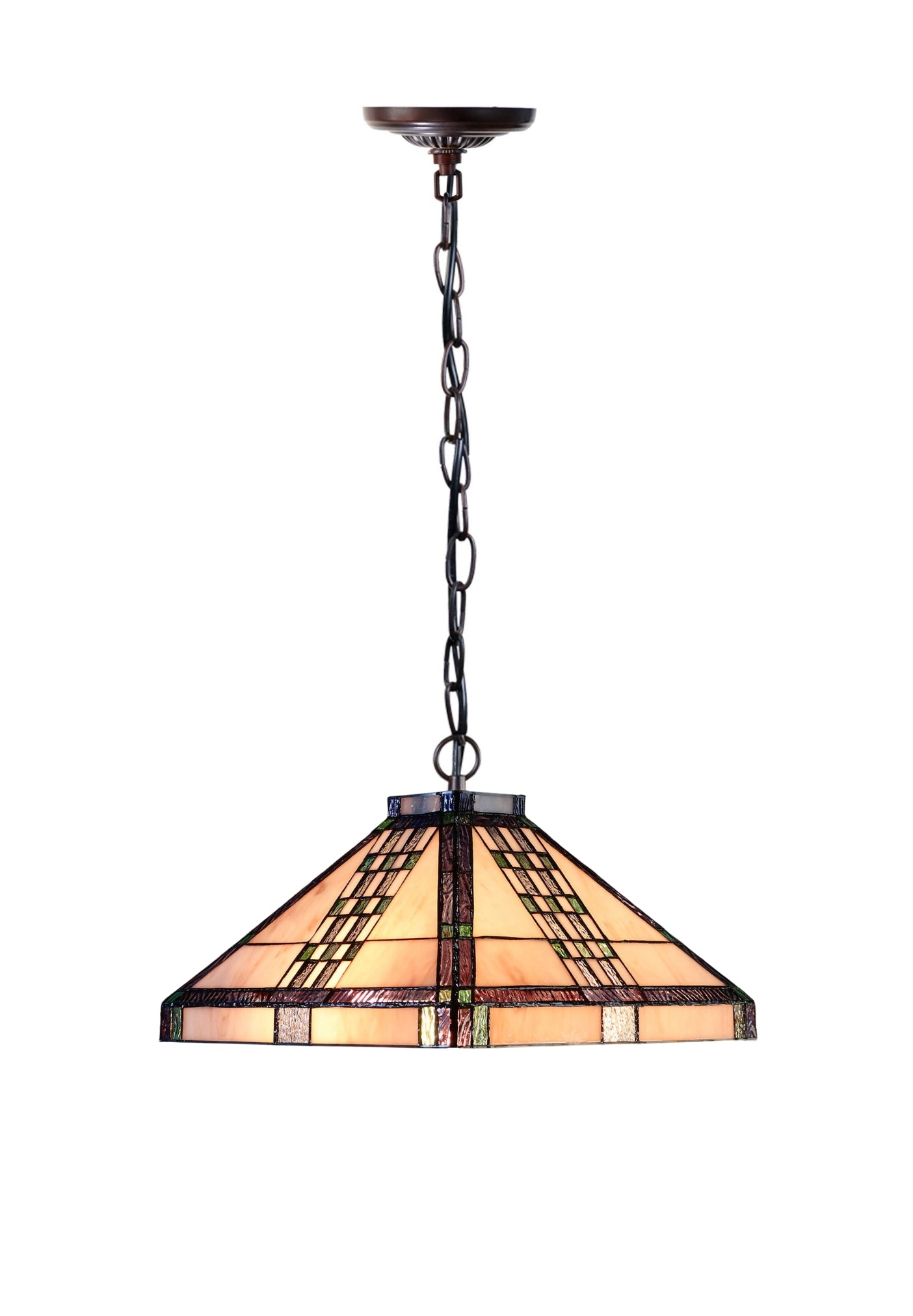 Large Mission Tiffany Style Check Pattern Pendant Light