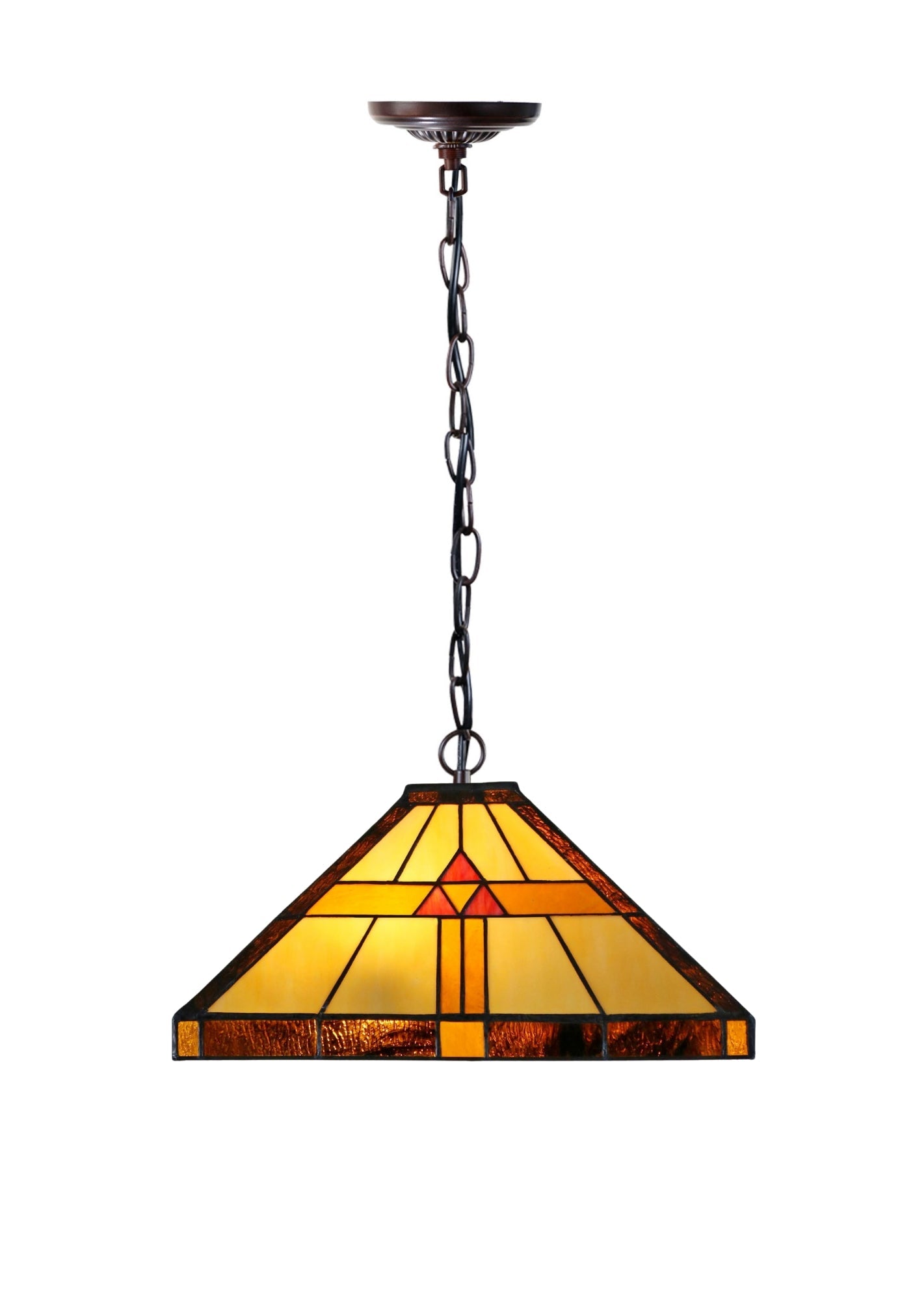 Large Mission Tiffany Style Pyramid pattern Pendant Light