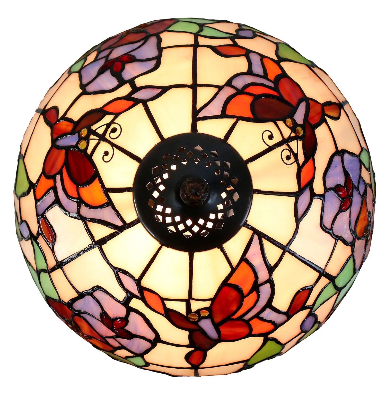 12" Butterfly Flower Stained Glass Tiffany Pendant Light